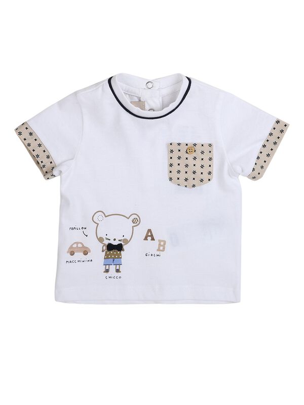 Boys White and Beige Printed T-Shirt image number 0